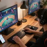 Engaging gameplay on C168 TRANG CHỦ platform, showcasing online casino gaming setup with multiple screens.