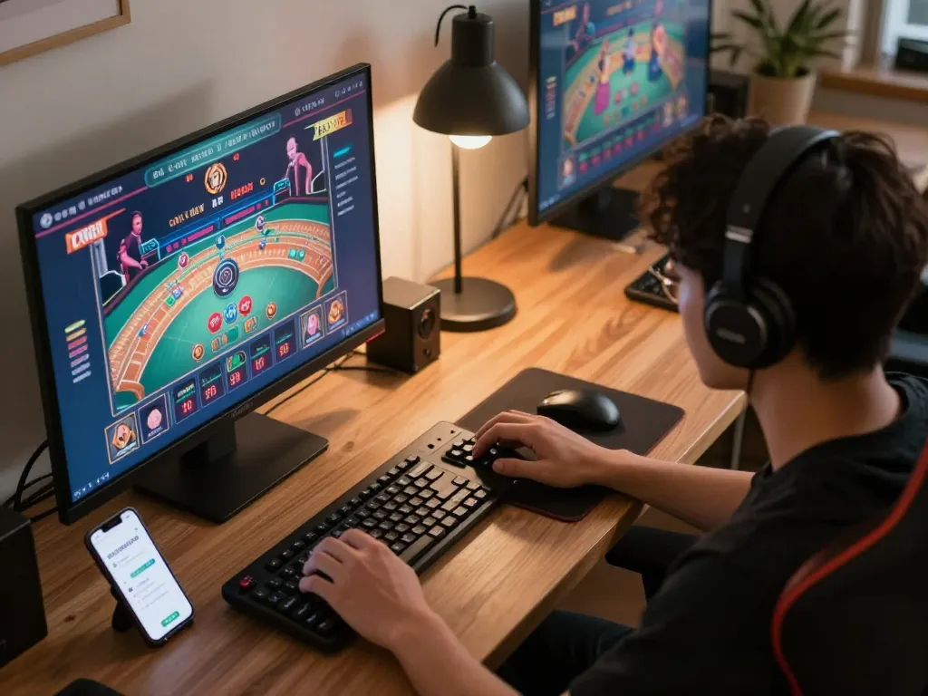 Engaging gameplay on C168 TRANG CHỦ platform, showcasing online casino gaming setup with multiple screens.