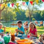 Children enjoying activities at residential summer camps surrounded by nature, showcasing fun and adventure.
