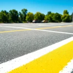 Expert line striping Jackson MS service showcasing fresh asphalt paint lines.