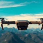 The insta360 antigravity a1 drone flying majestically above stunning mountain peaks.