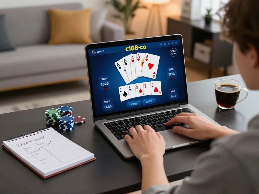 Engaged player exploring betting strategies on c168-co platform while enjoying a cozy home environment.