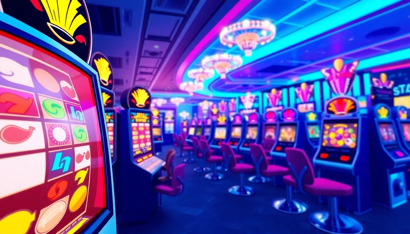 Engaging online slots UK gaming experience with vibrant machines and casino atmosphere.