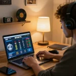 fly88 user placing bets on sports events from the comfort of home, showcasing an engaging online gaming experience.