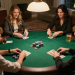 Engaged players strategizing during a home poker game at ae888, enjoying competitive fun.
