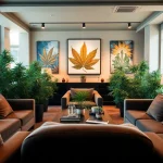 Enjoy the ambiance at The Corner Cannabis Club Madrid, featuring rich decor and relaxed seating.
