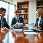 Consultation with USA lawyers in a professional law office setting.