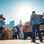 Same day junk removal Nashville team efficiently loading items into a truck.