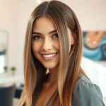 Model demonstrating invisi edge clip in hair extensions that seamlessly blend with natural hair for a flawless look.