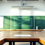 Illustration of a Shear and Moment Diagram on a chalkboard in an engineering classroom.