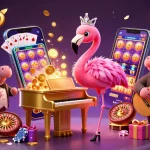 Experience Pakde4D with vibrant slot games and engaging casino atmosphere in this lively illustration.