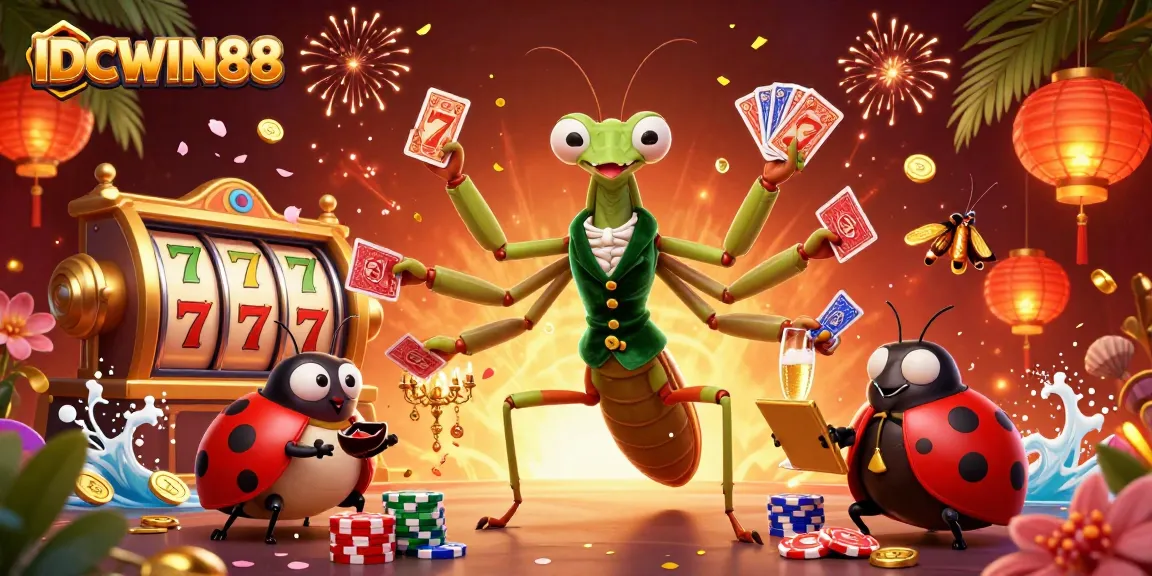 Spin lucky 7s and enjoy the thrilling experience of IDCWIN88 slots with vibrant 3D elements.