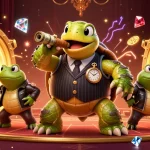 Experiencing the thrill of VENOM889 with dynamic casino characters and golden treasures.