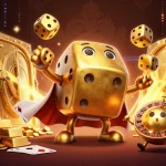LIGALGO’s golden dice golem showcases an exciting gambling scene with vibrant treasures and dynamic elements.