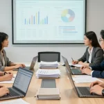 Tim audit forensik AAFI KOTA CIMAHI berdiskusi hasil analisis dengan berkas laporan di meja konferensi