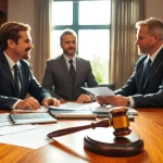 Asheville criminal defense lawyer advising a client in a professional office.