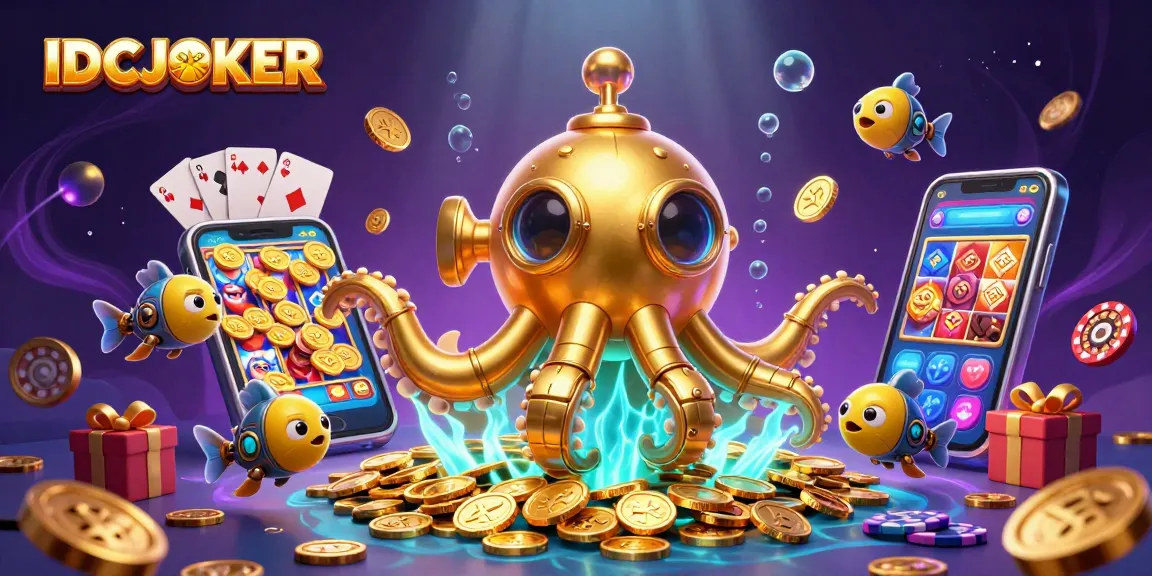 IDCJOKER offers thrilling gameplay with dynamic slot features and vibrant graphics in this casino illustration.