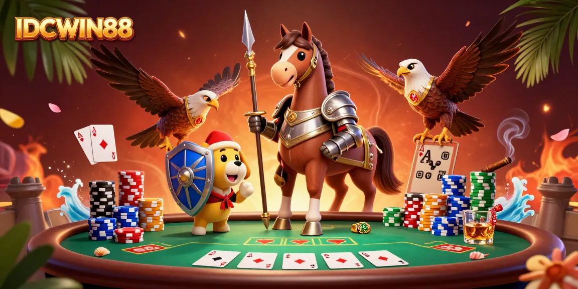 Win big with IDCWIN88 at exciting poker games featuring vibrant characters and dramatic elements.