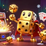 ポーカー オンラインでのプレイを楽しむ光景を描いた、豪華なカジノのイラストです。