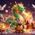Bet on your luck with 58win's captivating 3D casino illustration filled with coins and symbols.