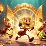 Découvrez le meilleur casino en ligne avec notre équipe animée d'insectes, transportant des jetons de poker dorés.