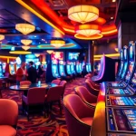 Winning moments at KUY4D, vibrant casino atmosphere with colorful lights.