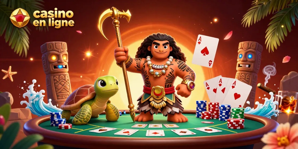 Jouez au casino en ligne avec un dieu démigod et une adorable tortue dans un cadre vibrant.