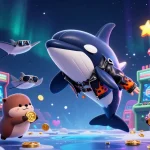 Découvrez le meilleur casino en ligne avec un orque et des otaries flottants sur des pièces d'or.