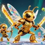 在开云体育的3D插图中，巨大的金色黄蜂武装独特，周围充满动态的体育元素，展现了丰富的博彩魅力。