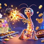 Jouez au casino en ligne avec notre illustration dynamique remplie de pièces d'or et d'écrans de jeu.