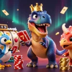 Gioca nei migliori casinò online non AAMS con il T-Rex che mescola le carte e gli amici attorno a lui