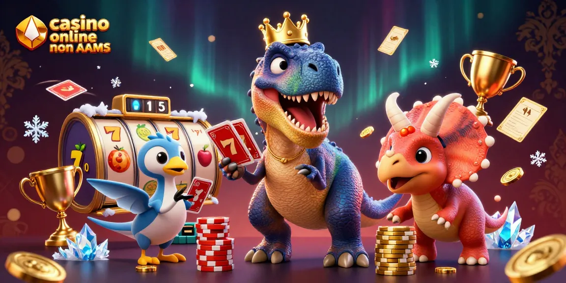 Gioca nei migliori casinò online non AAMS con il T-Rex che mescola le carte e gli amici attorno a lui