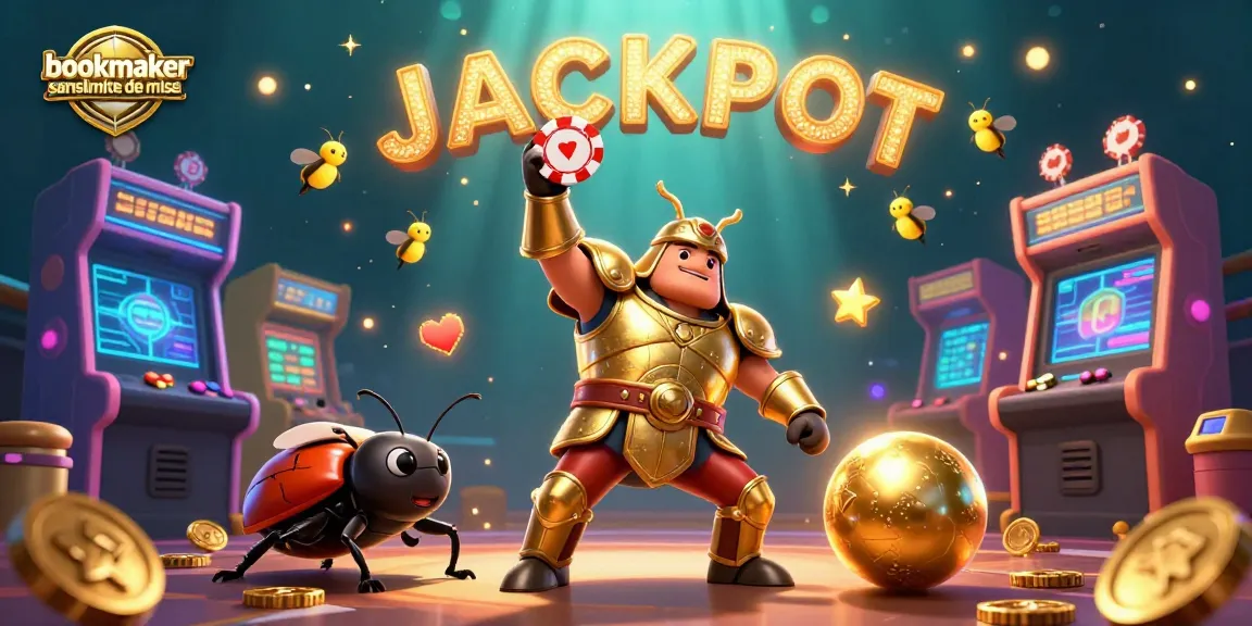 Placez des paris sur le bookmaker sans limite de mise avec une illustration dynamique de jeux d'arcade.