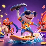 Juega en los mejores casinos mientras el tiburón disfruta de la suerte en un mar de monedas doradas