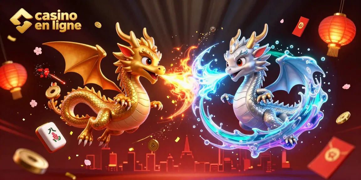 Jouer au casino en ligne avec des dragons, lanternes chinoises et des éléments chanceux entourants.