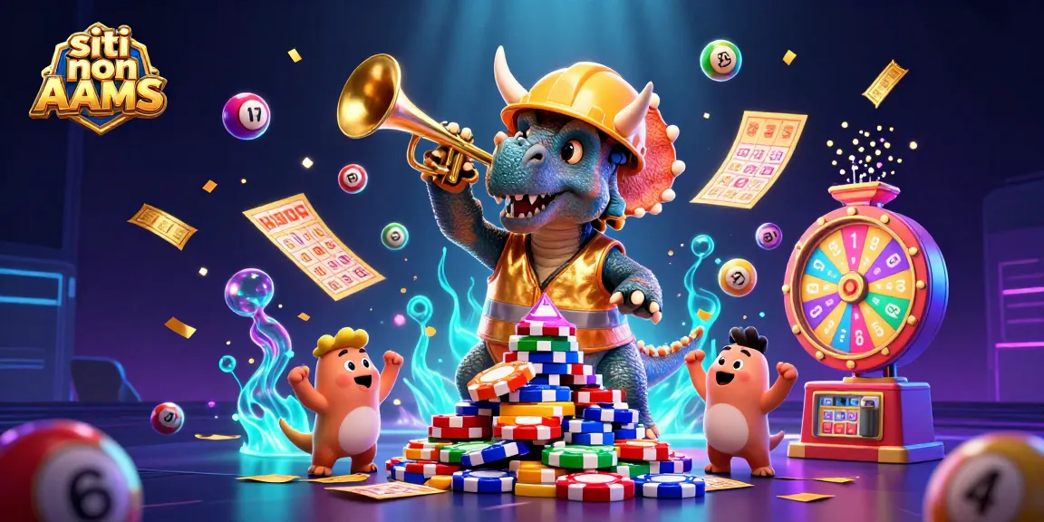 I siti non AAMS offrono una varietà dinamica di giochi da casinò con personaggi di dinosauri in scena festiva.
