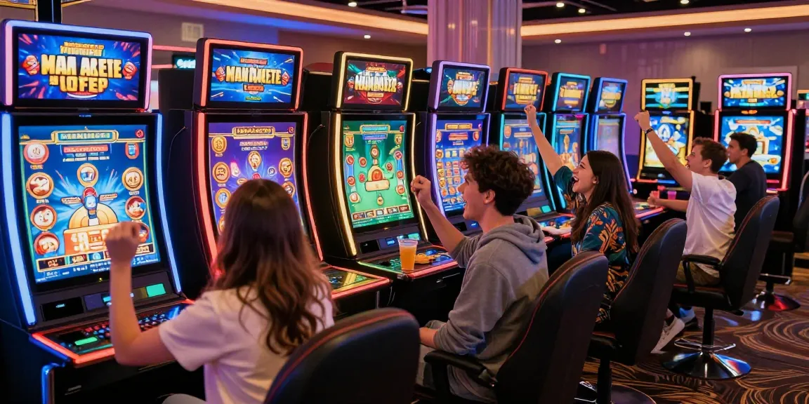 Excited players celebrating their win at credit card casinos, vibrant gaming atmosphere with modern setup.