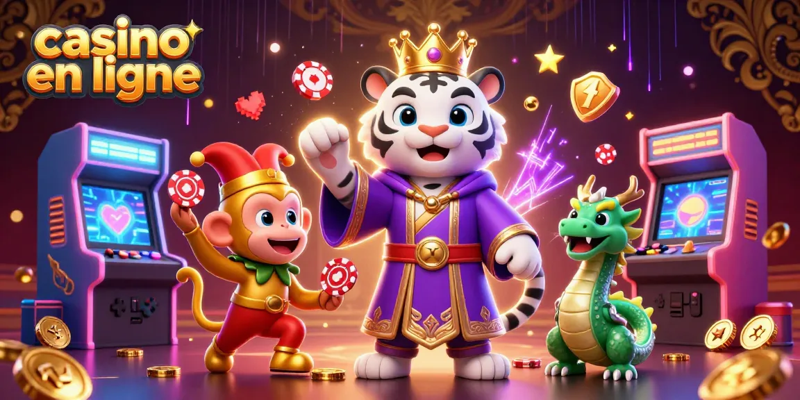 Jouez au casino en ligne avec l'élégant tigre et un singe jongleur dans un univers dynamique.
