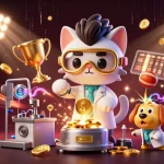 Pariez sur paris sportif avec cette scène animée illustrant un chat scientifique et un assistant canin.
