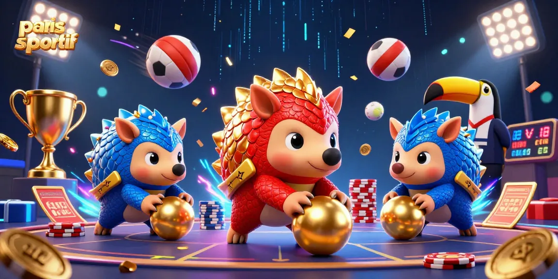 Pariez sur paris sportif avec cette illustration dynamique de pangolins et éléments de jeux.