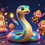 Profitez d'une expérience immersive avec un casino en ligne fiable et des personnages colorés entourés de machines à sous.