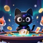 Jouez avec confiance dans un casino en ligne fiable, entouré de pièces de crypto et d'éléments de casino.