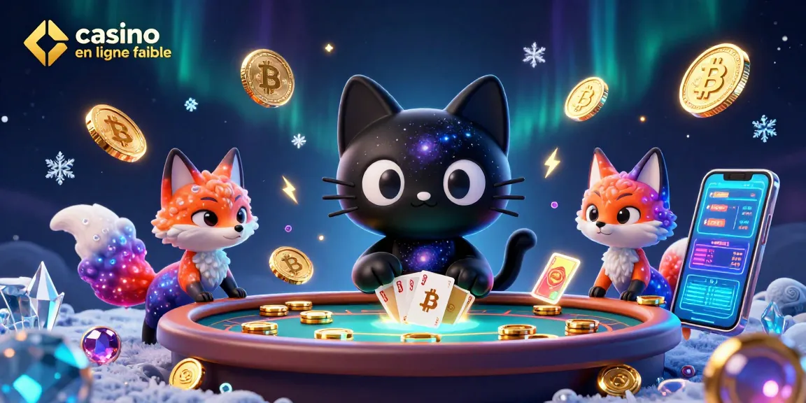 Jouez avec confiance dans un casino en ligne fiable, entouré de pièces de crypto et d'éléments de casino.