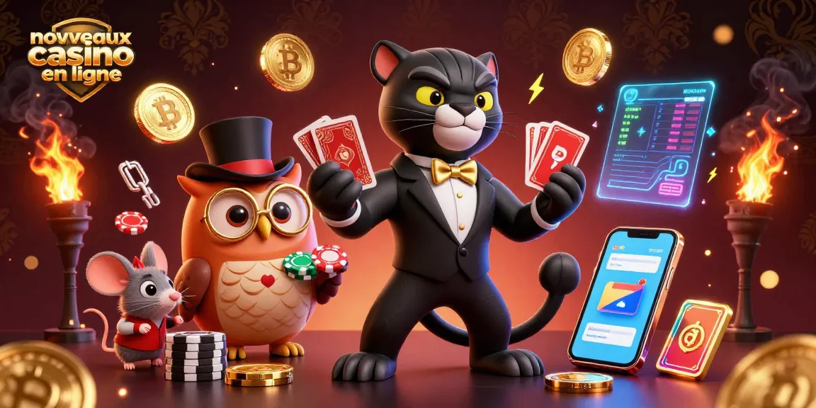 Découvrez les nouveaux casinos en ligne avec ce dessin animé 3D captivant mettant en scène une panthère, un hibou et une souris chanceuse.