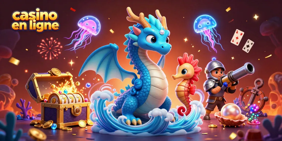 Plongez dans l'univers des jeux avec ce casino en ligne, où un dragon majestueux et un héros hippocampe rencontrent les machines à sous.