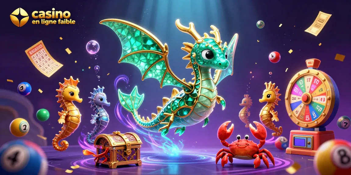 Plongez dans l'univers des jeux avec un casino en ligne fiable, où un dragon de mer magique et des éléments de bingo brillent.