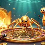 Placer des mises dans un casino en ligne fiable avec une araignée d’or et un croupier mille-pattes.