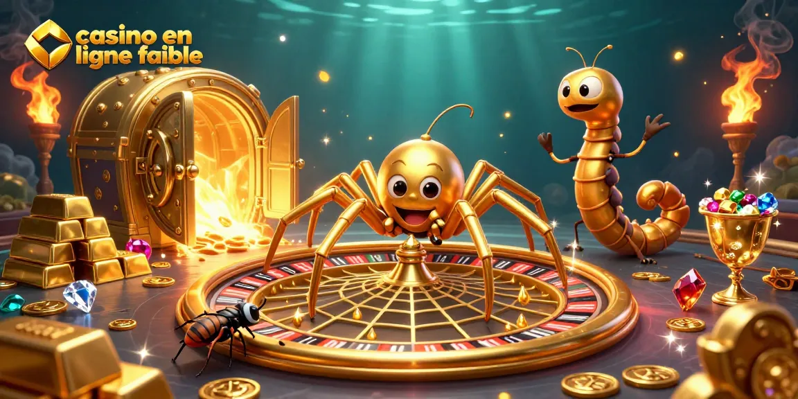 Placer des mises dans un casino en ligne fiable avec une araignée d’or et un croupier mille-pattes.