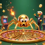 Engage with thrilling bets in a Saudi Arabia online casino environment featuring a golden spider and croupier.