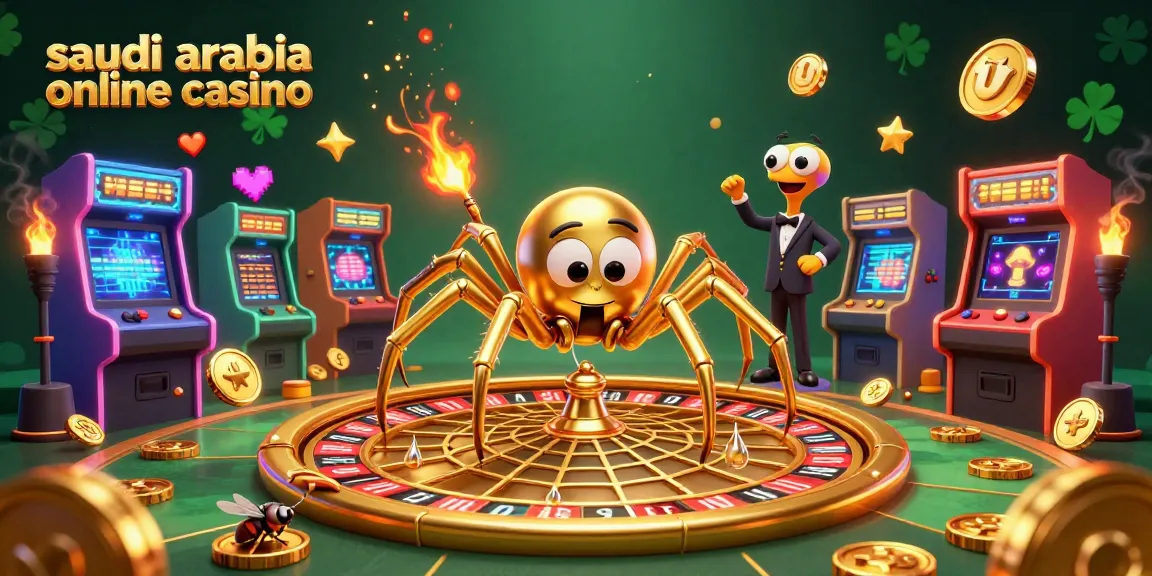 Engage with thrilling bets in a Saudi Arabia online casino environment featuring a golden spider and croupier.